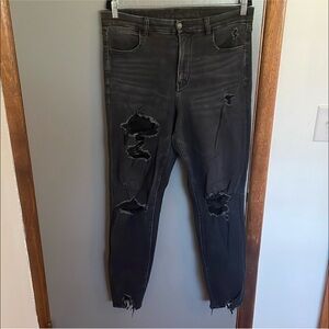 American Eagle Outfitters Black Distressed Skinny Jeans
